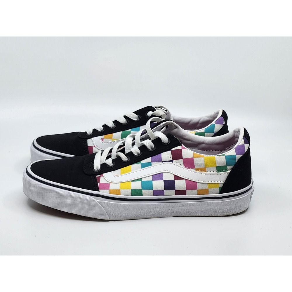 Vans Ward Rainbow Checkerboard Black Low Top Sneakers Womens 8.5 500714
